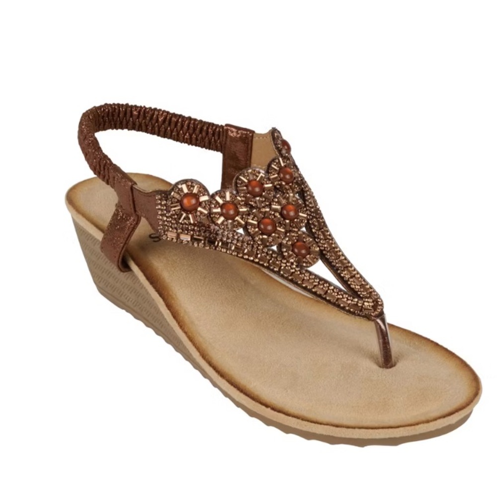 Chloe Thong Sandals in Bronze color by Good Choice NIB Size 9 1/2